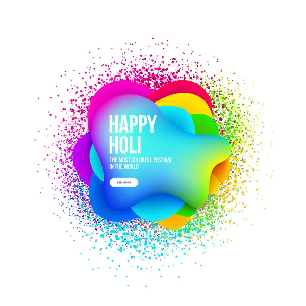 Banner Holi Feliz Abstrato Com Respingo Spray Colorido Formas Papel —  Vetores de Stock