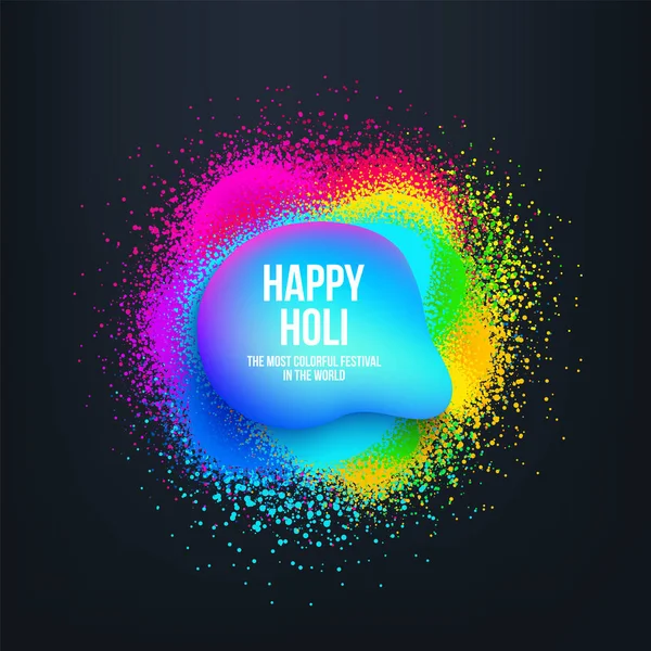 Spanduk Happy Holi Abstrak Dengan Percikan Semprotan Berwarna Dan Bentuk - Stok Vektor