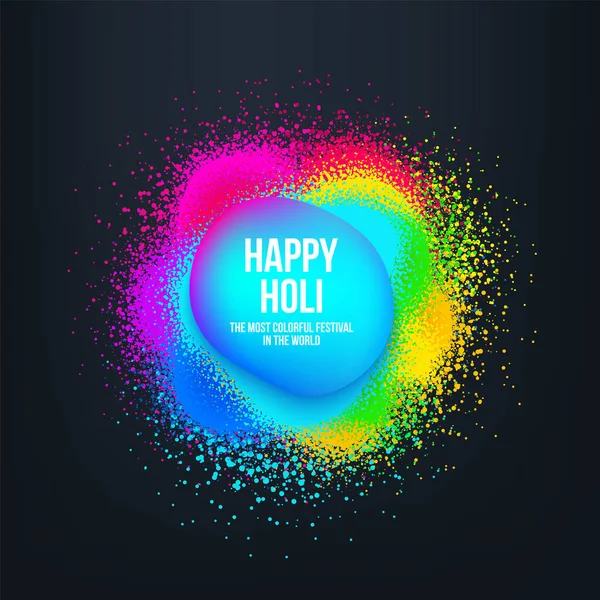 Bannière Happy Holi Abstraite Avec Éclaboussure Colorée Forme Liquide Tendance — Image vectorielle