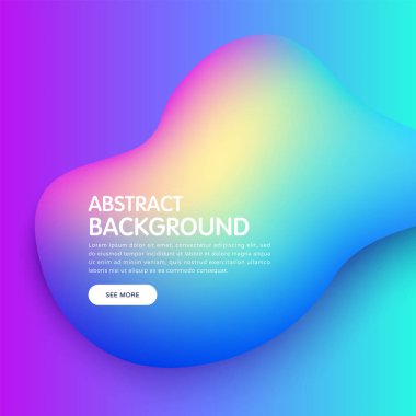 Trendy renkli sıvı gradyanlar ile banner. Sıvı renkli balon. Modern Sanat şekilleri'nden akrilik epoksi. Vektör