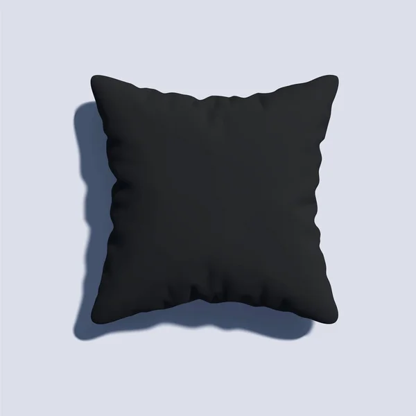 Realistic 3d blank black pillow mockup ready for texture or pattern. Isolated on gray background. Vector Illustration — Stock Vector