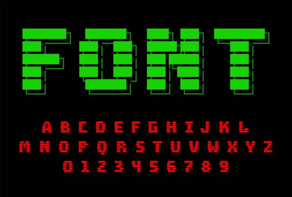 Γραμματοσειρά παλιού υπολογιστή. Ρετρό αλφάβητο σε στυλ 8 bit. — Διανυσματικό Αρχείο