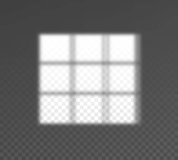 Realistische transparante slagschaduw van venster op een muur, overlay effect voor foto, ontwerp presentatie. Vector illustratie — Stockvector
