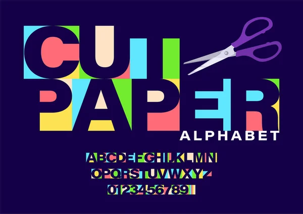 Conjunto Letras Números Corte Papel Colores Cartas Cortadas Papel Con — Vector de stock