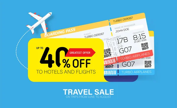 Διαφημιστικό Πανό Κίτρινη Ετικέτα Και Εισιτήρια Τιμολόγια Για Πτήσεις Εσωτερικού — Διανυσματικό Αρχείο