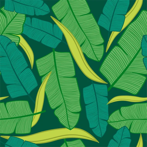 Bunte Tropische Exotische Palmenblätter Mit Nahtlosem Muster Handgezeichnete Palmblätter Mit — Stockvektor