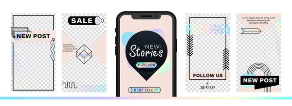 Set Abstract Trendy Design Stories Dispersion Effect Editable Template Social — Stock Vector