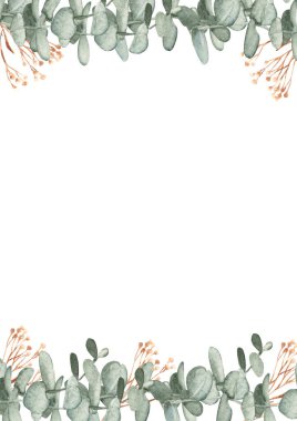 Okaliptüs Şube Kart Şablonu. Dikey Kare Çerçeve, kuru sarı Tansy ile sınır. Suluboya El çiçek resimlerini çizdi. Tebrik kartları, düğün davetiyesi, tarihi ve bebek partisini ayırın.