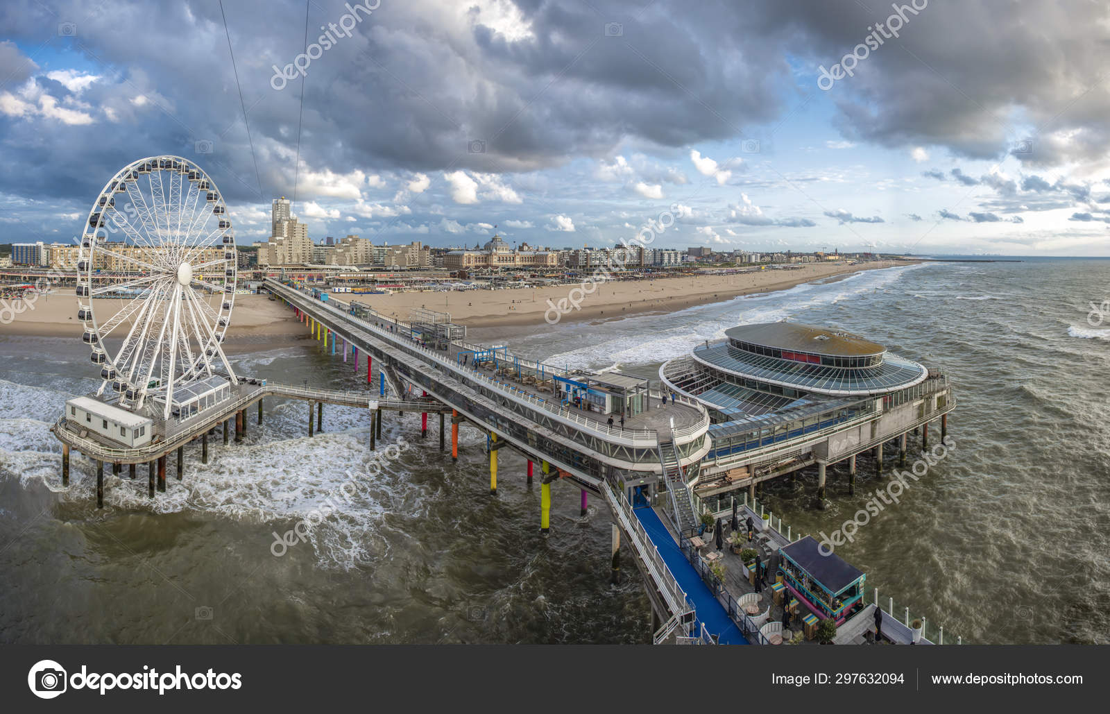The Scheveningen Pier in The Hague. Netherlands. Stock Photo by