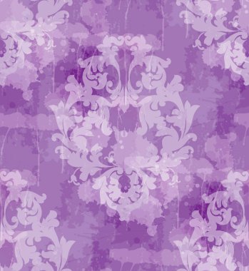Vintage Barok sorunsuz doku deseninin vektör. Süsleme dekor duvar kağıdı. Tekstil, kumaş, fayans. Mor renk