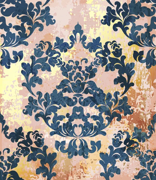 Vintage barocke Textur Muster Vektor. Luxus Tapete Ornament Dekor. Textil, Stoff, Fliesen. königsblaue Farbe — Stockvektor
