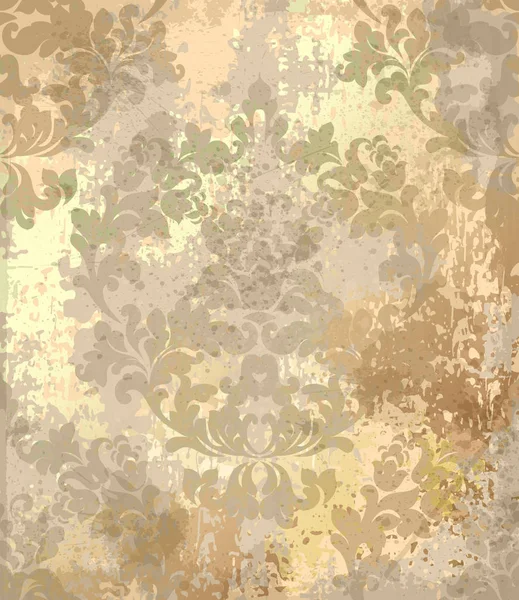 Vintage barok structuurpatroon Vector. Luxe wallpaper sieraad decor. Textiel, weefsel, tegels. Gouden kleur — Stockvector