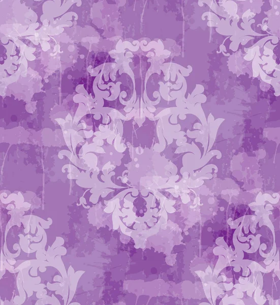 Vintage Barock nahtlose Textur Muster Vektor. Tapete Ornament Dekor. Textil, Stoff, Fliesen. violette Farben — Stockvektor