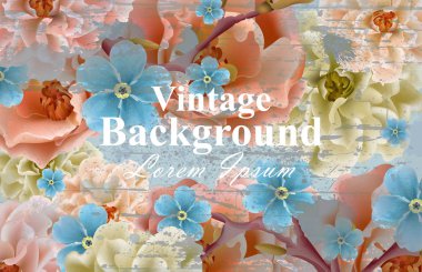 Vintage flowers card Vector. Spring Beautiful floral decor. Banner poster template 3d backgrounds clipart
