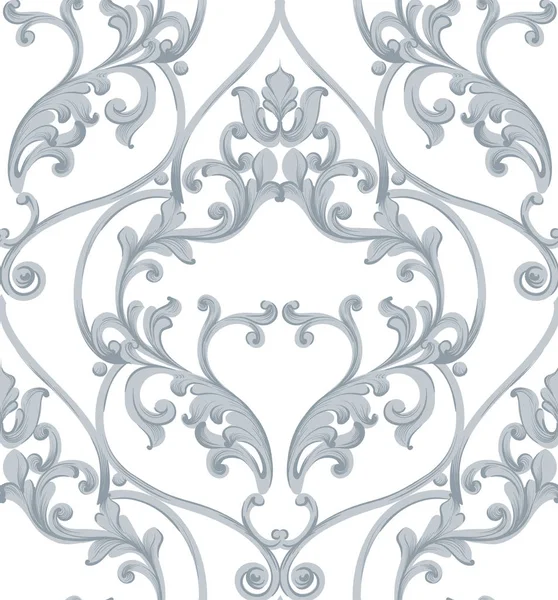 Barocke Texturmustervektoren. Luxus Tapete Ornament Dekor. Textil, Stoff, Fliesen. Graue Farben — Stockvektor