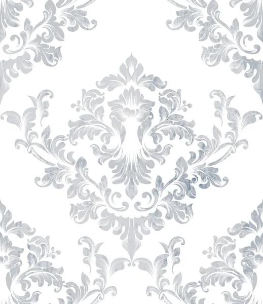 Damask texture pattern Vector. Luxury wallpaper ornament decor. Baroque Textile, fabric, tiles. Gray colors — Stock Vector