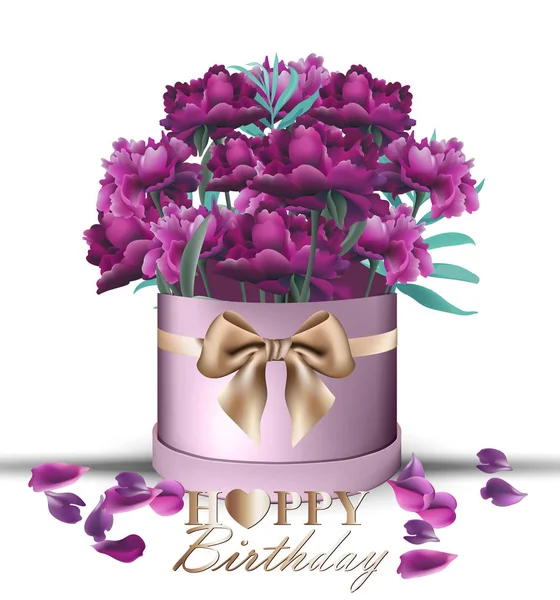 Happy Birthday red roses bouquet Vector. Vintage floral gift box with bow  decor Stock Vector by ©inagraur.ymail.com 194978756