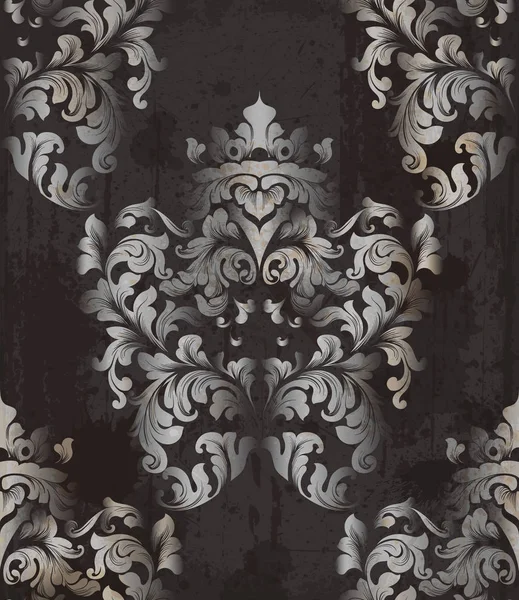 Vintage bakgrund barock ornament vektor. Royal lyx trendiga tapeter design. Textur, textil, inredning, tyg, kakel, mallar — Stock vektor