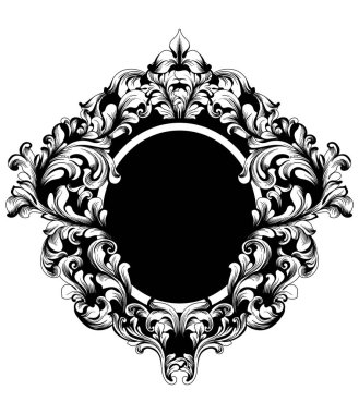 Vintage çerçeve vektör. Klasik zengin süslü dekorlar oyulmuş. Barok sofistike tasarımları
