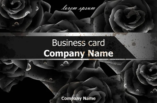 Μαύρα τριαντάφυλλα πολυτελή φόντο διάνυσμα. Κομψά λουλούδια διακόσμηση κάρτα. Τα πρότυπα επαγγελματικής κάρτας — Διανυσματικό Αρχείο