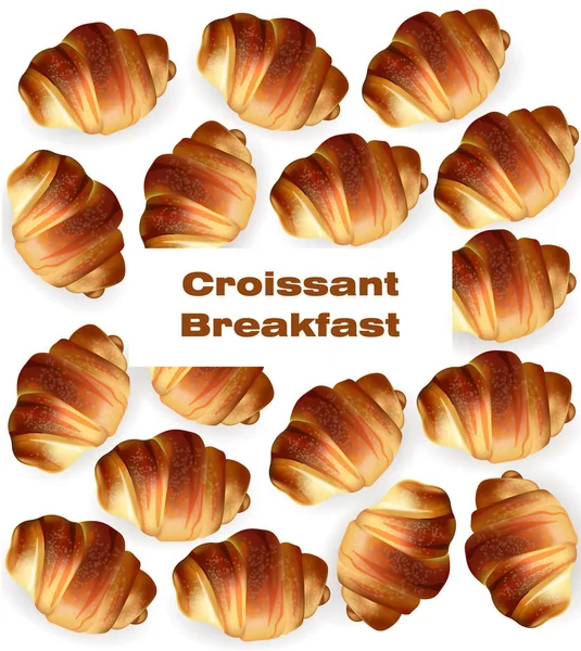 Motif croissant vecteur. Menu petit déjeuner dessert sucré — Image vectorielle