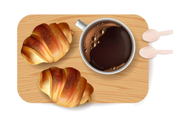Croissant padrão Vector. Menus de sobremesa doce café da manhã —  Vetores de Stock