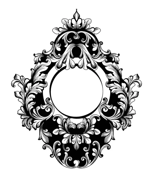 Barroco Round Frame Vector. Decorações esculpidas ornamentadas ricas clássicas. Rococó projetos sofisticados —  Vetores de Stock