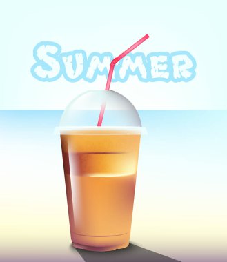 Frappe vektör gerçekçi. Yaz deniz pastel arka planlar