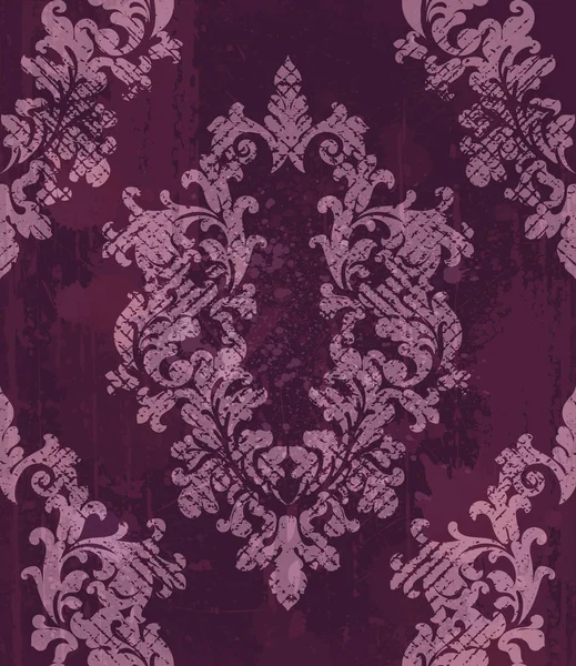 Vintage baroque motif fond vectoriel. Décors impériaux riches sur texture grunge. Royal texture victorienne bordeaux couleurs tendance — Image vectorielle