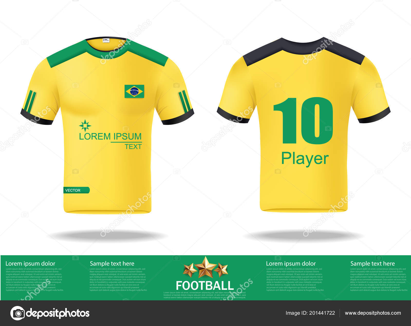 Camisetas de fútbol Vector. Plantilla de diseño para camiseta de fútbol,  kit de fútbol y camiseta
