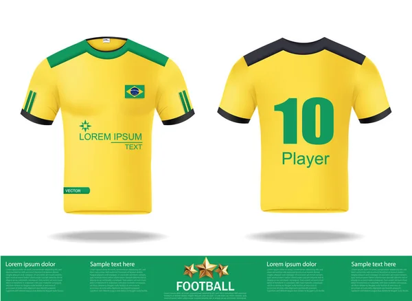 Camisetas de futebol Vector. Modelo de design para camisa de futebol, kit de futebol e top tanque para camisa de basquete. Uniforme desportivo na vista frontal e traseira. Camiseta mock up para clube desportivo. Ilustração vetorial — Vetor de Stock