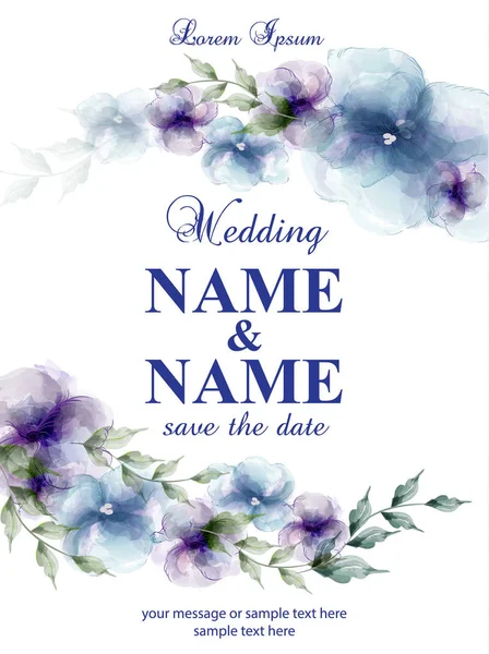 Esküvői meghívók, akvarell virágok vektor — Stock Vector