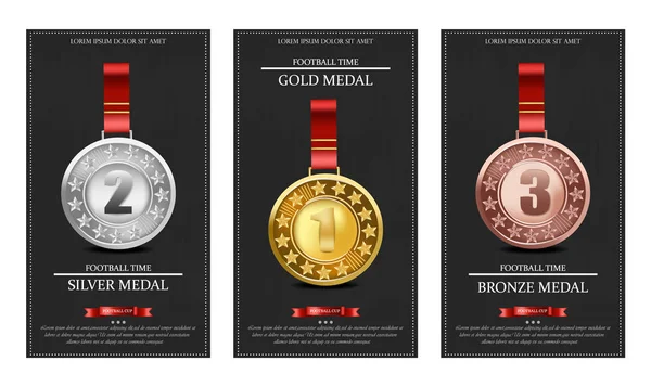 Medalhas de ouro, prata e bronze Ilustrações vetoriais — Vetor de Stock