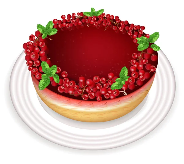 Czerwona porzeczka ciasto wektor realistyczne. Słodki deser smaczne. Szablony menu — Wektor stockowy