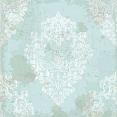 Vintage Barok model süsleme vektör dokulu. Kraliyet damasko eski doku. Victoria tarzı arka plan. Trendy masmavi mavi renkler