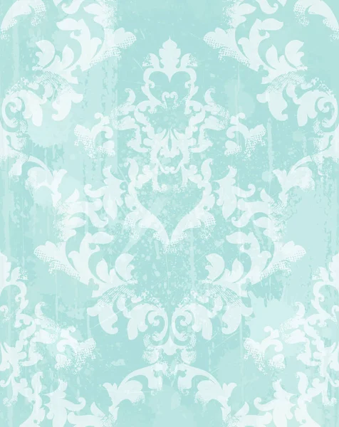 Vintage patrón barroco textura ornamento Vector. Textura de damasco real. Fondo de estilo victoriano. Moda azul azur colores — Vector de stock