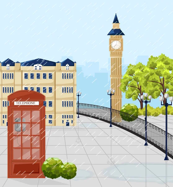 伦敦的红色电话亭暑期背景 — 图库矢量图片