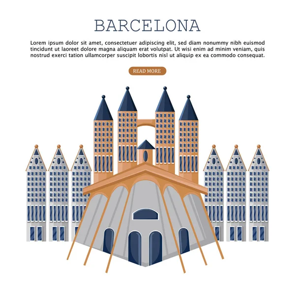 Barcelona het platform kaart Vector. Stad beroemde attracties posters — Stockvector