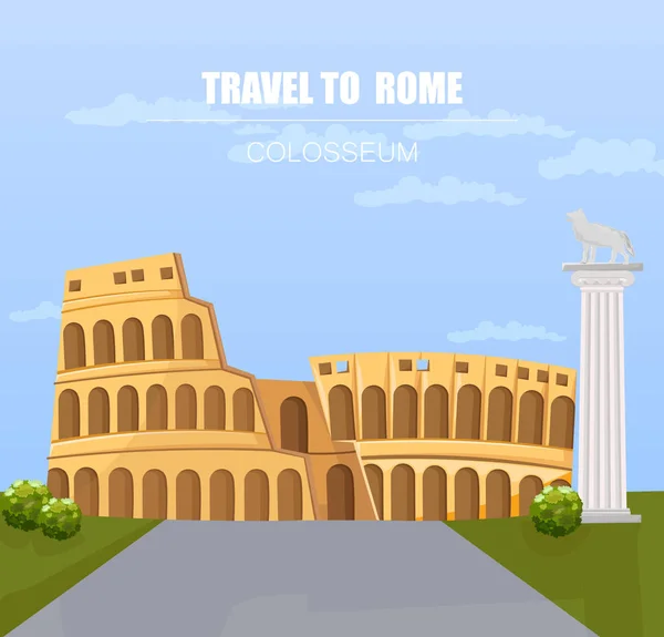 Itálie orientační bod v okolí. Koloseum vektorová architektura pozadí — Stockový vektor
