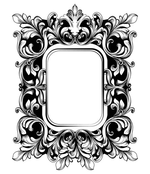 Specchio barocco sofisticato cornice. Vettoriale francese di lusso ricchi ornamenti intricati. Decorazioni vittoriane in stile reale — Vettoriale Stock