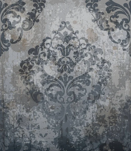 Бароко класичним малюнком Дамаських Орнамент вектор. Королівський тканина фону. Розкіш декори сірого кольорів — стоковий вектор
