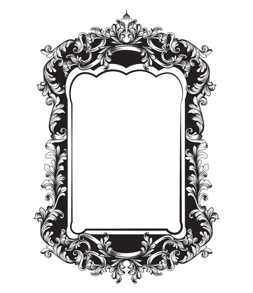 Barokní zrcadlo propracovaným rámcem. Vektor francouzské luxusní bohaté složité ornamenty. Viktoriánský styl Royal dekory — Stockový vektor