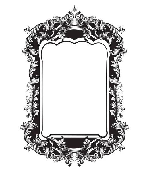 Miroir baroque cadre sophistiqué. Vecteur français De luxe riches ornements complexes. Décors de style royal victorien — Image vectorielle