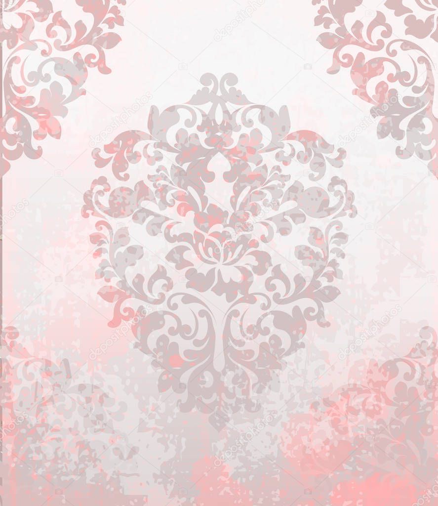 Vintage baroque pattern Vector. Beautiful ornament decor. Royal luxury texture backgrounds. Pink colors