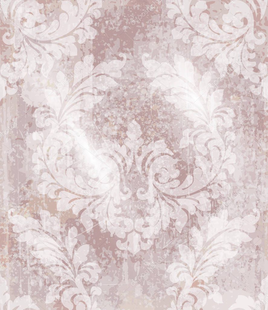 Vintage baroque pattern Vector. Beautiful ornament decor. Royal luxury texture backgrounds. Pink powder colors