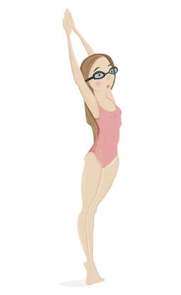 Κολυμβητής κορίτσι άλματα θέτουν διάνυσμα απεικονίσεις χαρακτήρων κινουμένων σχεδίων — Διανυσματικό Αρχείο