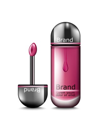 Lipgloss güzellik simgeler şablon vektör. Ürün ambalaj mock up