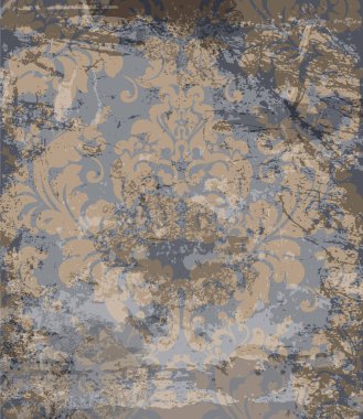 Damasko desenli vektör. Vintage Barok süsleme dekor. Kraliyet lüks doku arka planlar. Victoria görkemli dekorasyon Tekstil, kumaş, çini. Trendy renkler