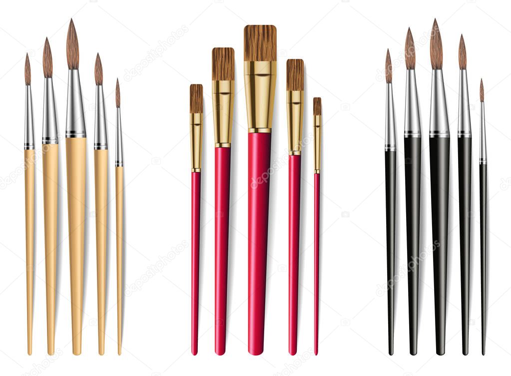 Brushes set Vector realistic isolated on white backgrounds