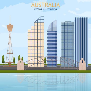 Avustralya mimari cityscape gökdelenler vektör arka plan görüntüleme